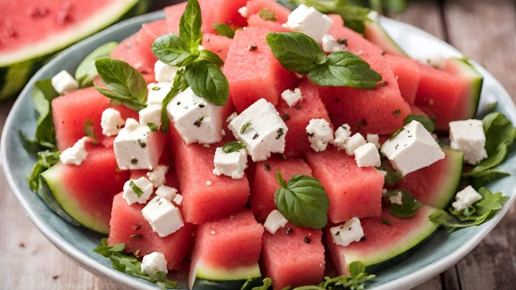 salada de melancia com queijo feta